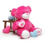 Dark Pink 3.5 Feet Big Teddy Bear with a heart